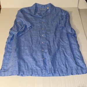Caribbean Men’s 3XB Linen Cotton Blend Blue Hawaiian Shirt